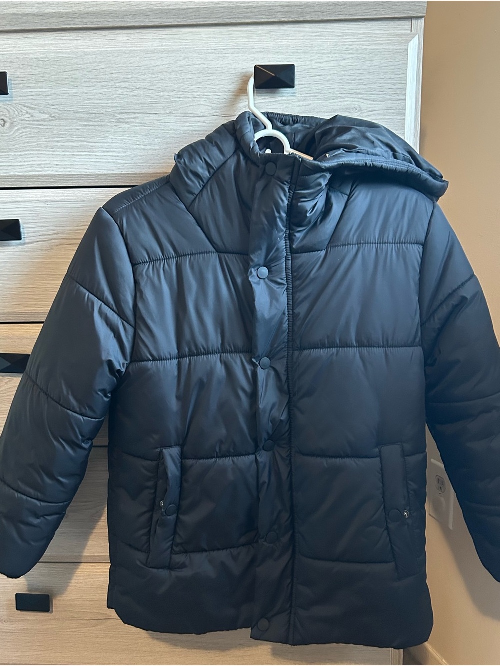 Kids Black Puffer Jacket with Hood